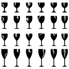 Vector Cargo Warning Sings. Sticker Fragile Handle with Care. Shipping Glass Lables Isolated on White Background.