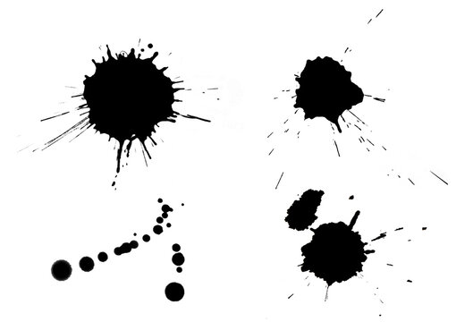 Black pen ink stain group, brush varied element atmosphere study school learning. Plastic arts liquid effect projection creation