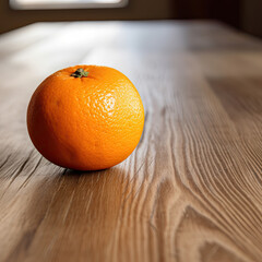 Mandarin on a wooden table. Citrus fruit. AI generative.
