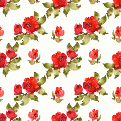 Elegant watercolor flowers, seamless pattern. Luxury background.