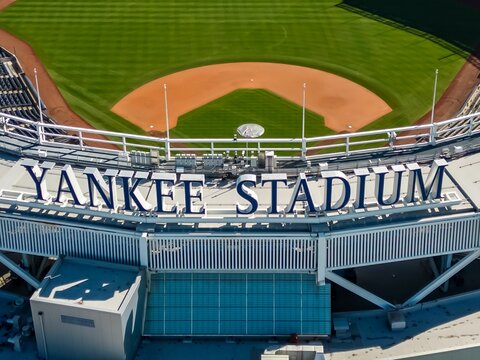 Aerial view of Yankee Stadium in the daytime