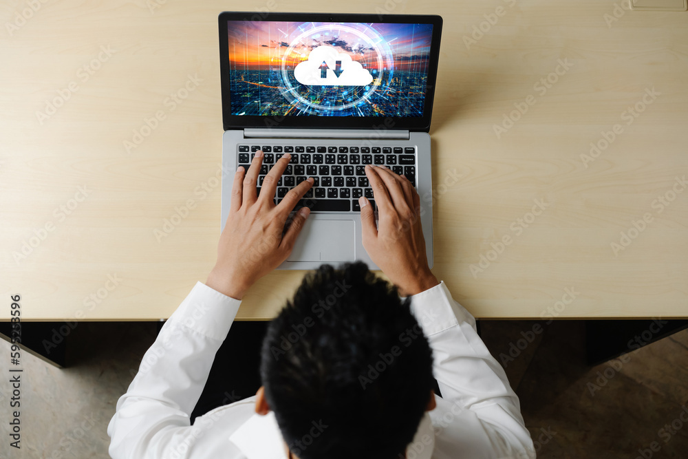 Poster cloud computing software for modish remote work and personal data storage