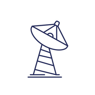 recommend clip art: satellite dish, big antenna line icon on white