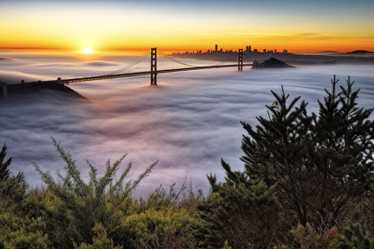 Golden Gate Bridge in Stunning Light - generative AI