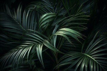 Naklejka na ściany i meble Pattern of palm tree leaves. Generative AI