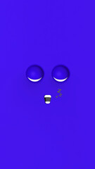 Blue face of sleeping cute character. Cute face. relaxation. sleep and rest. Vertical image. 3d image. 3D rendering.