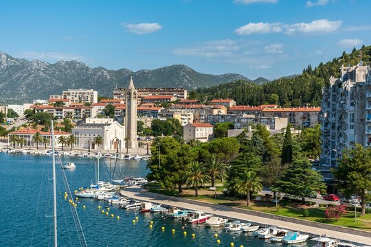 Picturesque view of a harbor featuring several boats docked in the water. Ploce, Croatia.
