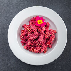 beet sauce pasta beetroot vegetable food vegan meal food snack on the table copy space food background rustic top view