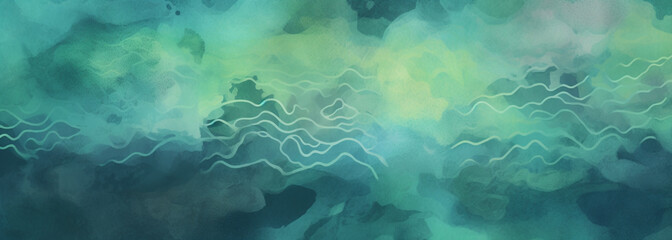 Fototapeta na wymiar abstract watercolor painting with waves and clouds. Generative Ai