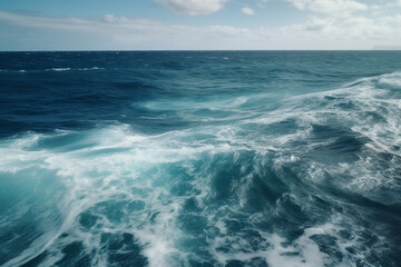 Fototapeta na wymiar a view of the ocean from a boat. Generative Ai