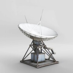 3d rendering of a large white satellite on a gray background