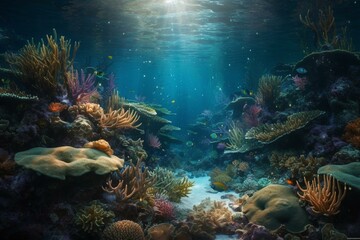Fototapeta na wymiar Vibrant ocean floor illustration. Generative AI