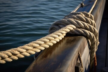 Fototapeta premium sailing boat on the sea,ropes on a sailboat,ai generative