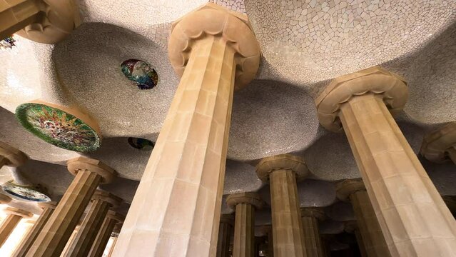 Park Guell by Antonio Gaudi, Barcelona, Spain. High quality 4k footage