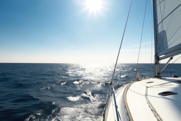 Fototapeta na wymiar sailing boat on the sea,ropes on a sailboat,ai generative