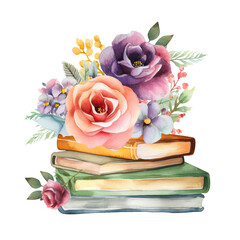 Flowers on a stack of books