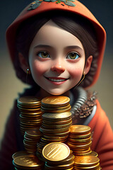 金貨と女の子 gold coins and girl