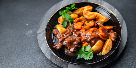 beef bourguignon stew beef dish meal food snack on the table copy space food background rustic top view