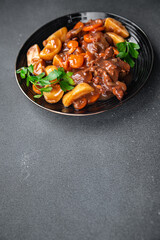 beef bourguignon stew beef dish meal food snack on the table copy space food background rustic top view