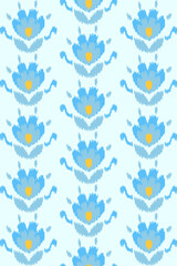 damask flowers floral ornament ethnic seamless pattern with blue background. Designed for clothing, wallpaper, fabric, home decor, throw pillows, texture, textile, wrapping, carpet. 