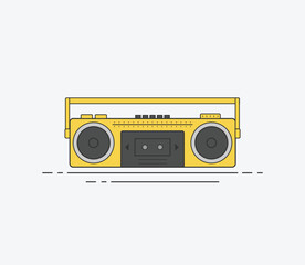 minimalist retro yellow boombox tape recorder cassette player icon retro vintage 90s 80s memories nostalgia	