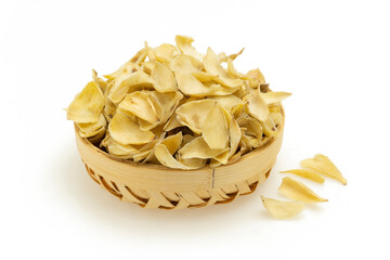 dried lily bulbs, traditional chinese herbal medicine, isolate on white background.
