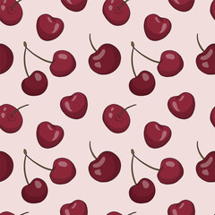 Lovely seamless pattern with cherry berry. Vector illustration