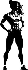 Isolated silhouette of an athletic girl doing exercises