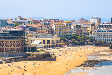 Grande Plage and Miramar beaches in Biarritz, France - obrazy, fototapety, plakaty