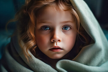 Captivatingly cute baby wrapped in a cozy blanket.