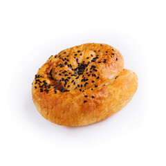Fresh twisted bun with sesame seeds
