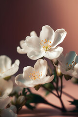 Obraz na płótnie Canvas Wedding and Celebrations: A White Floral on a Blush Pink Background AI