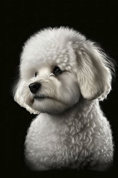 Generative AI illustration studio portrait style image of Bichon Freise pedigree dog breed