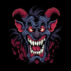 Fototapeta premium scary halloween demonic monster vampire tattoo on black - by generative ai