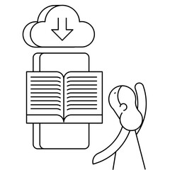 Young student dowload lesson online and studying from home.