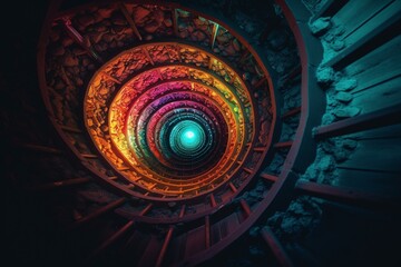 Colorful spiral in center. Generative AI