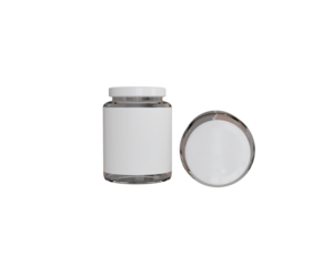 Set of glass jars with blank label