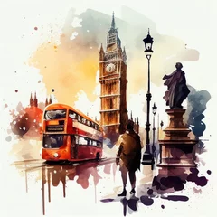 Foto op Canvas London in watercolor style by Generative AI © sonatik