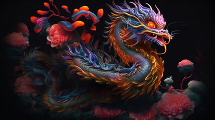 Chinese dragon 3d illustration. Generative AI