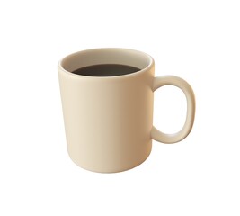 3d mug with coffee isolated on white background, 3d rendering, 3d illustration