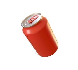 330ml red soda can isolated on white background, 3d rendering, 3d illustration