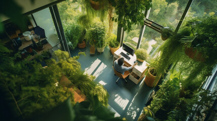 Sky-High Productivity - Treetop Office with Suspended Workstations