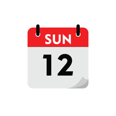 new calendar, calendar isolated on white background, 12 sunday icon