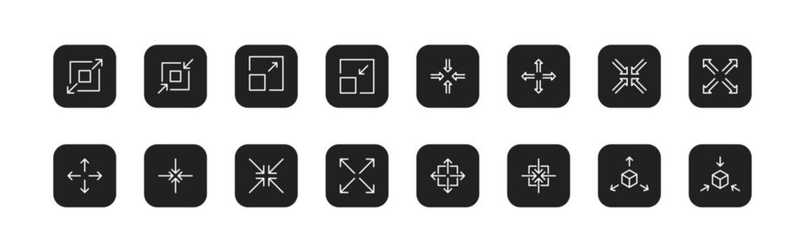 Resize icon set. Increase, reduce symbol set with arrows. Vector EPS 10