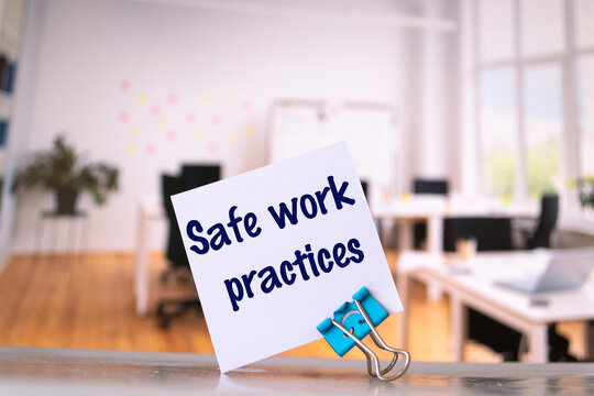 Text Safe work practices on the short note texture background