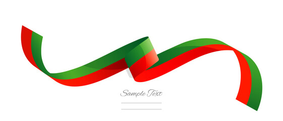 Portuguese flag ribbon vector illustration. Portugal flag ribbon on abstract isolated on white color background - obrazy, fototapety, plakaty