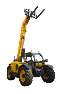 A telescopic handler, also called a telehandler