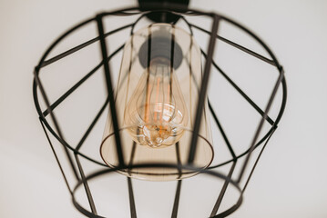 Fototapeta na wymiar Edison bulb replacement in the lamp