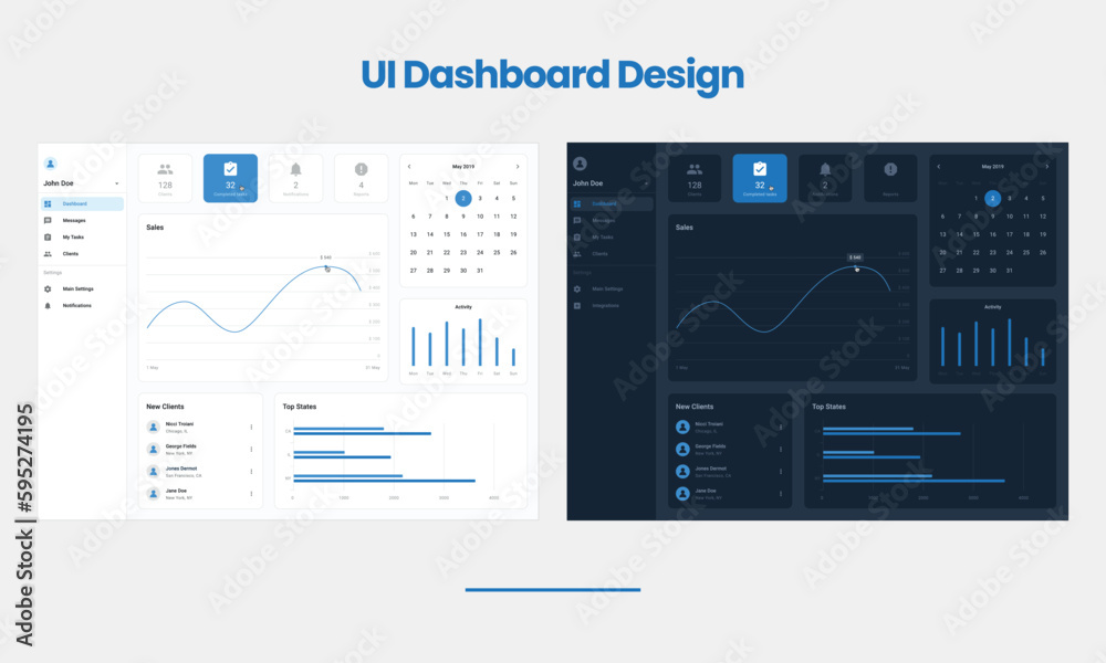 Wall mural ui dashboard design wireframe elements