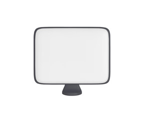 Minimalistic desktop black computer mockup. White background, website template. Blank screen mock up. Empty monitor for web design, branding presentation. 3D vector illustration